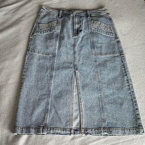 Habitual Light Denim Midi Skirt